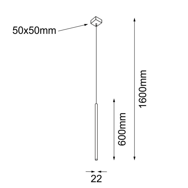 Lampa wisząca czarna KOSAME 1xG9x2,5W wym: 160x5x5 cm Shilo
