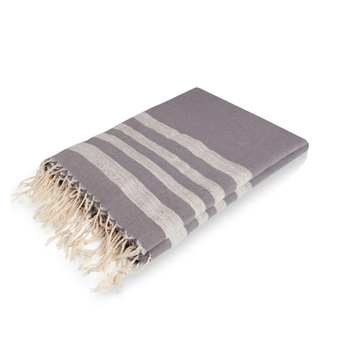 HAMPTONS - Nappe carrée lurex coton  170x170 gris moyen / argent