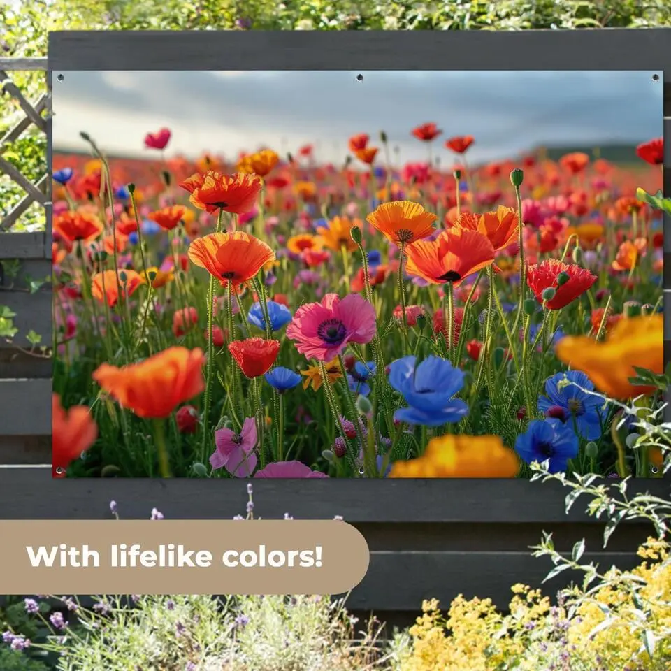 MuchoWow Tuinposter 180x120cm Bloemen Klaprozen Kleurrijk