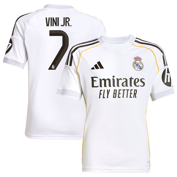 Vini Jr. Los Merengues adidas Youth 2025/26 Home Replica Jersey - White/Blue