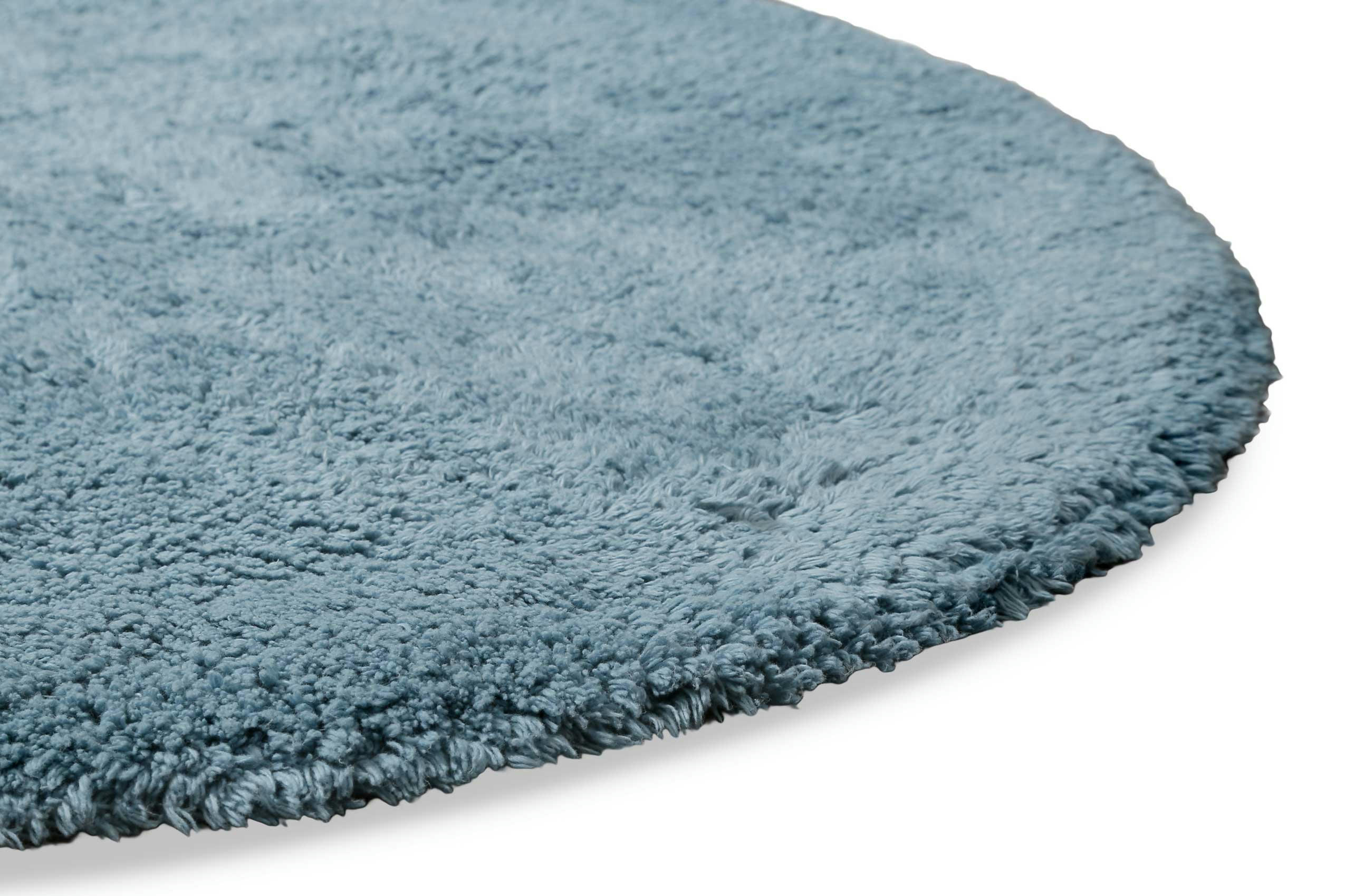 OLE - Tapis de bain rond doux bleu coton 90 rd.