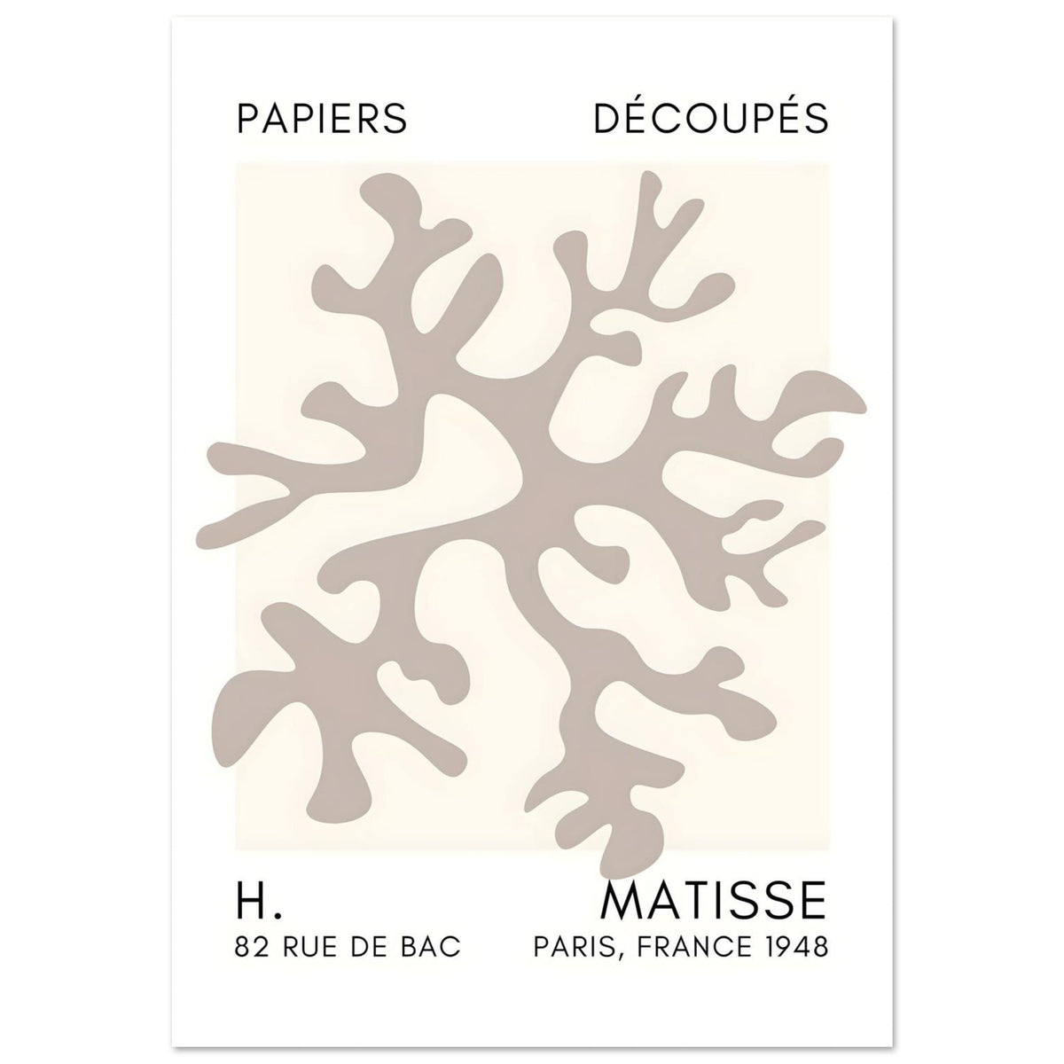 Artfulprints Poster Matisse – Dreamy coral flower grey  - 70x100 cm - Grijs