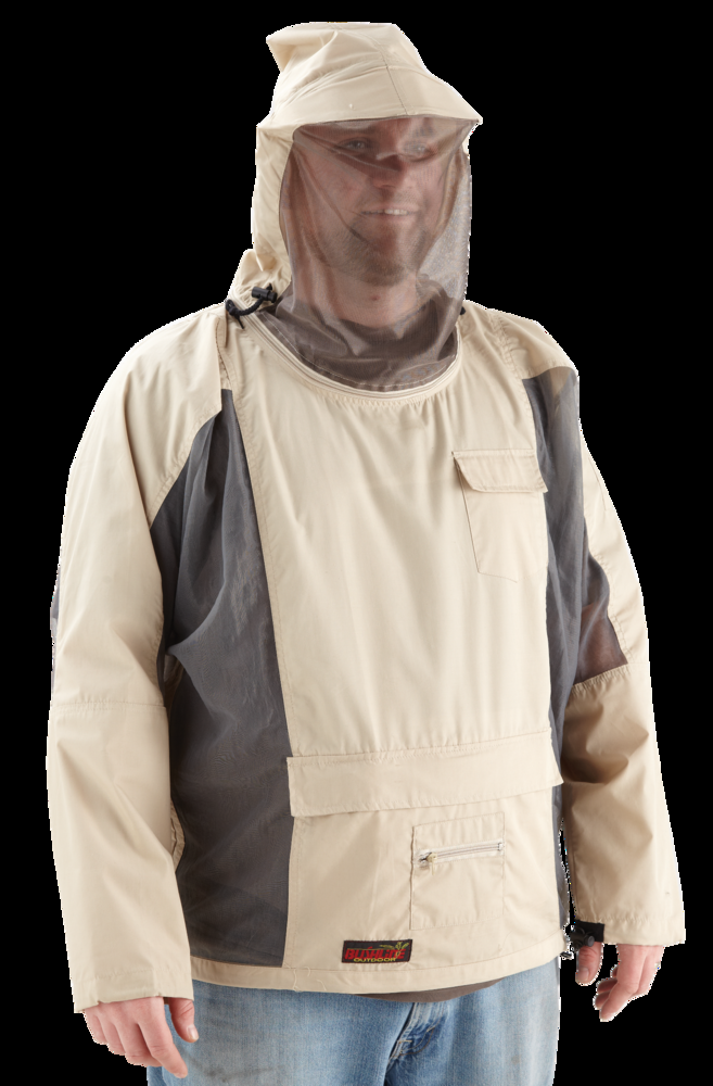 Bushline Adult Bug-Resitant Pullover Jacket w/ Zip-off Mesh Hood for Camping/Fishing/Hiking