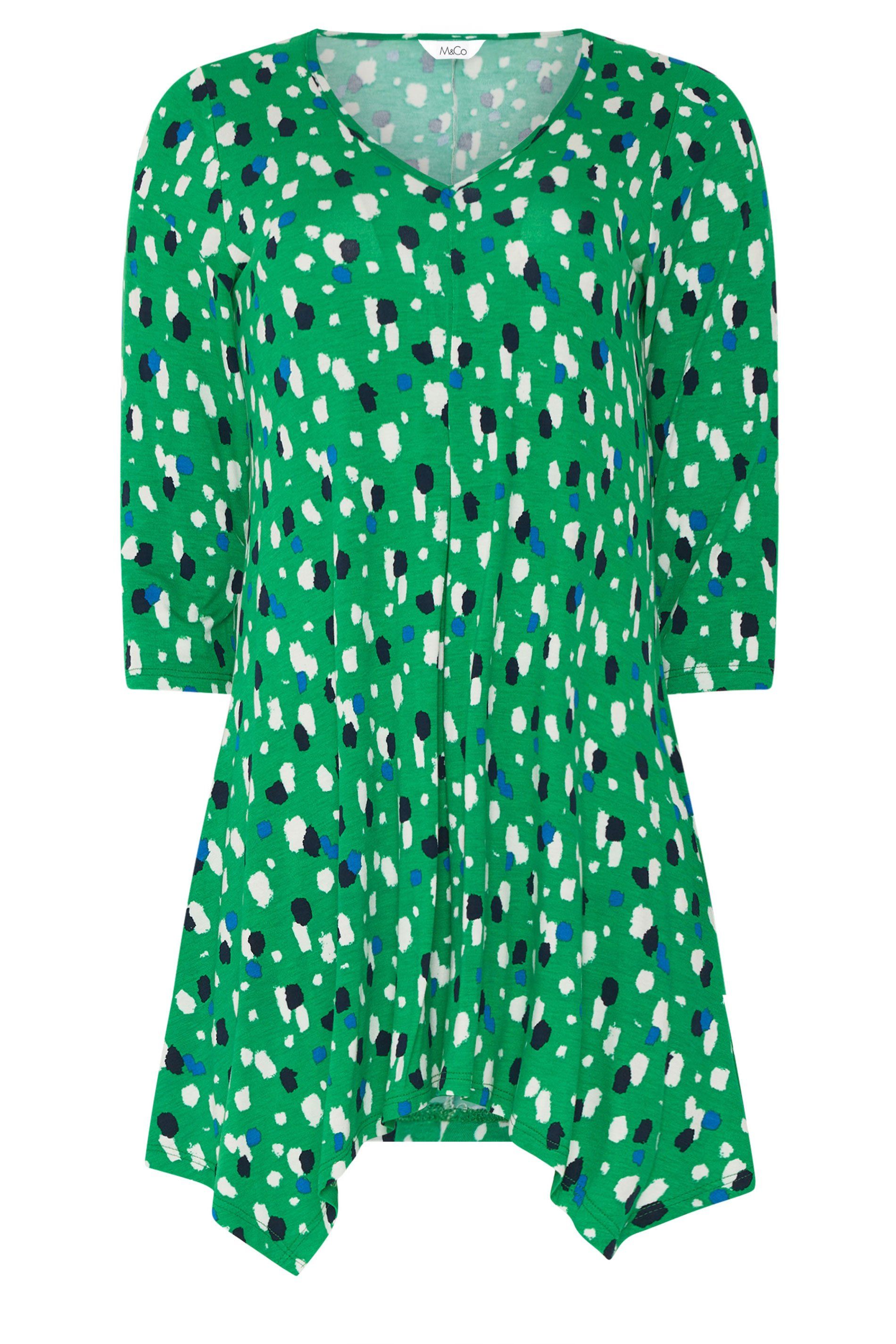 M&Co Printed Hanky Hem Top