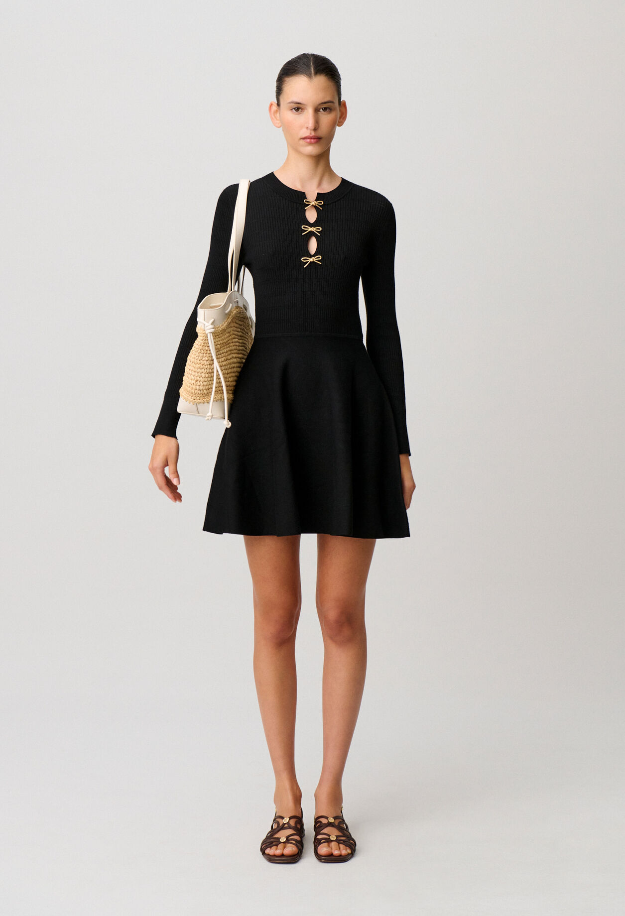 Robe courte maille n&oelig;uds