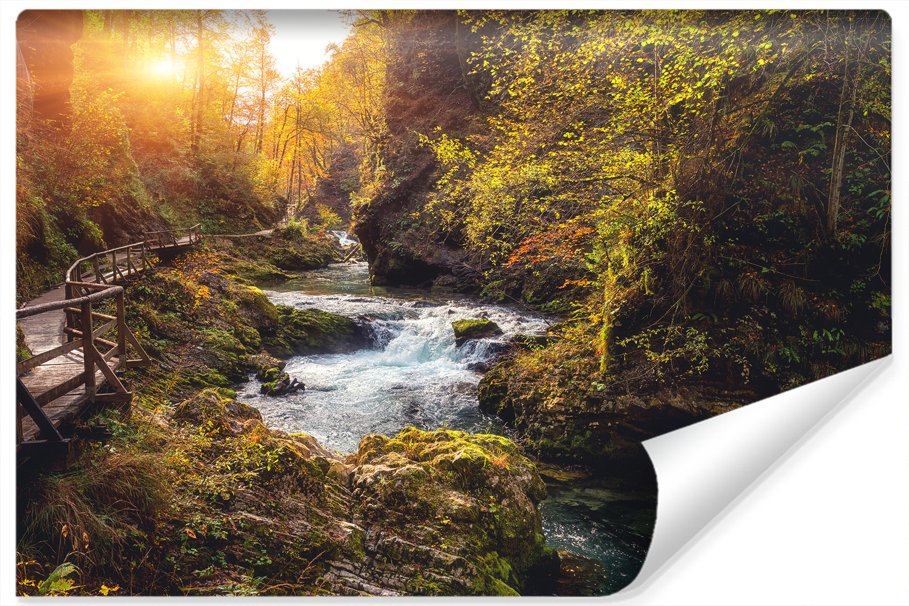 Fototapeta Zachód Słońca Nad Wodospadem 3D 90x60cm
