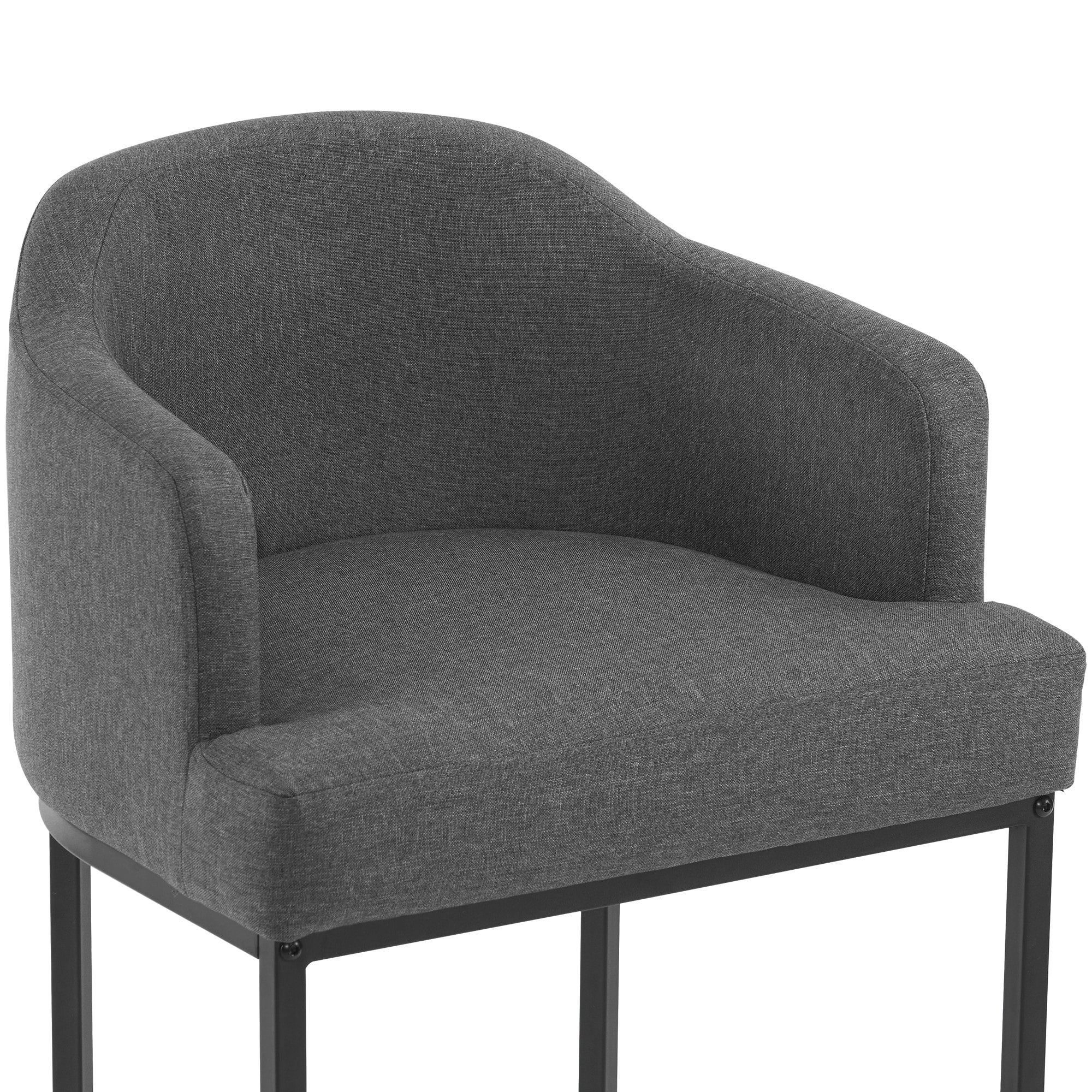 LUE BONA 26 in. Counter Height Fabric Upholstered Low Back Bar Stool Modern Kitchen Island Stool with Black Metal Frame