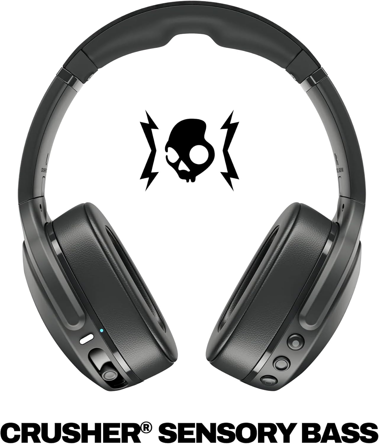 Skullcandy Crusher Evo Wireless Bluetooth Headphones with Multi-Sensory Bass, Noise Isolating Over-Ear Fit, Up to 40 Hours Battery, Microphone for iPhone Android - True Black