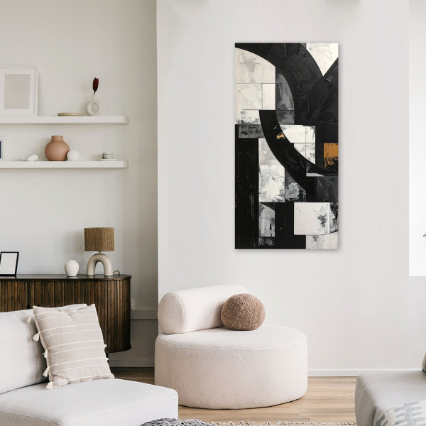 Obraz do salonu biura loftu, Geometryczne formy abstrakcja czarno 40x80