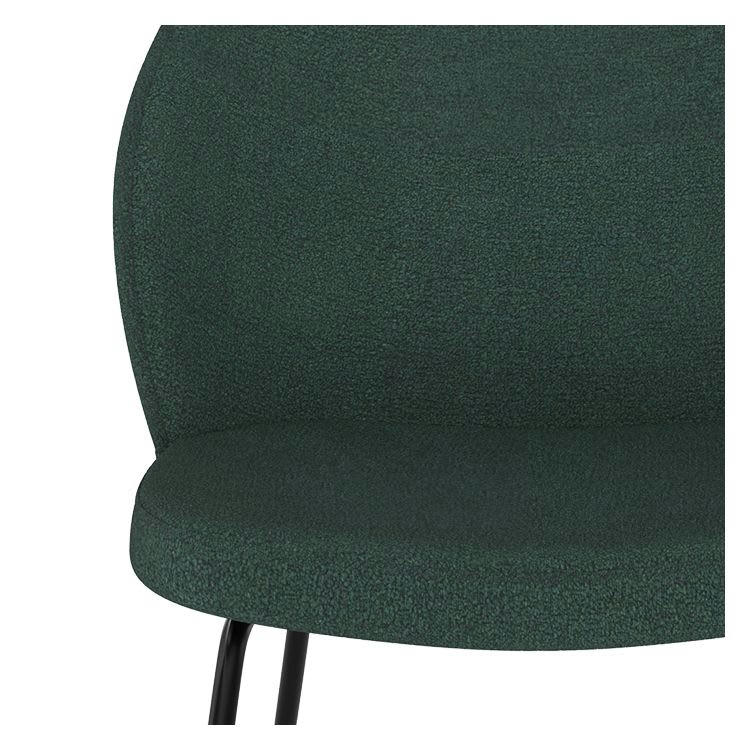 GROOM - Chaise verte en tissu bouclette et pied en métal (lot de 2)