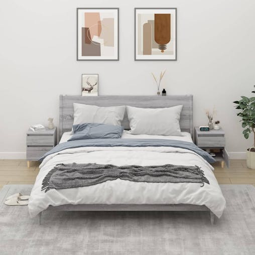 NNEVL Bedside Cabinets 2 pcs Grey Sonoma 40x35x50 cm