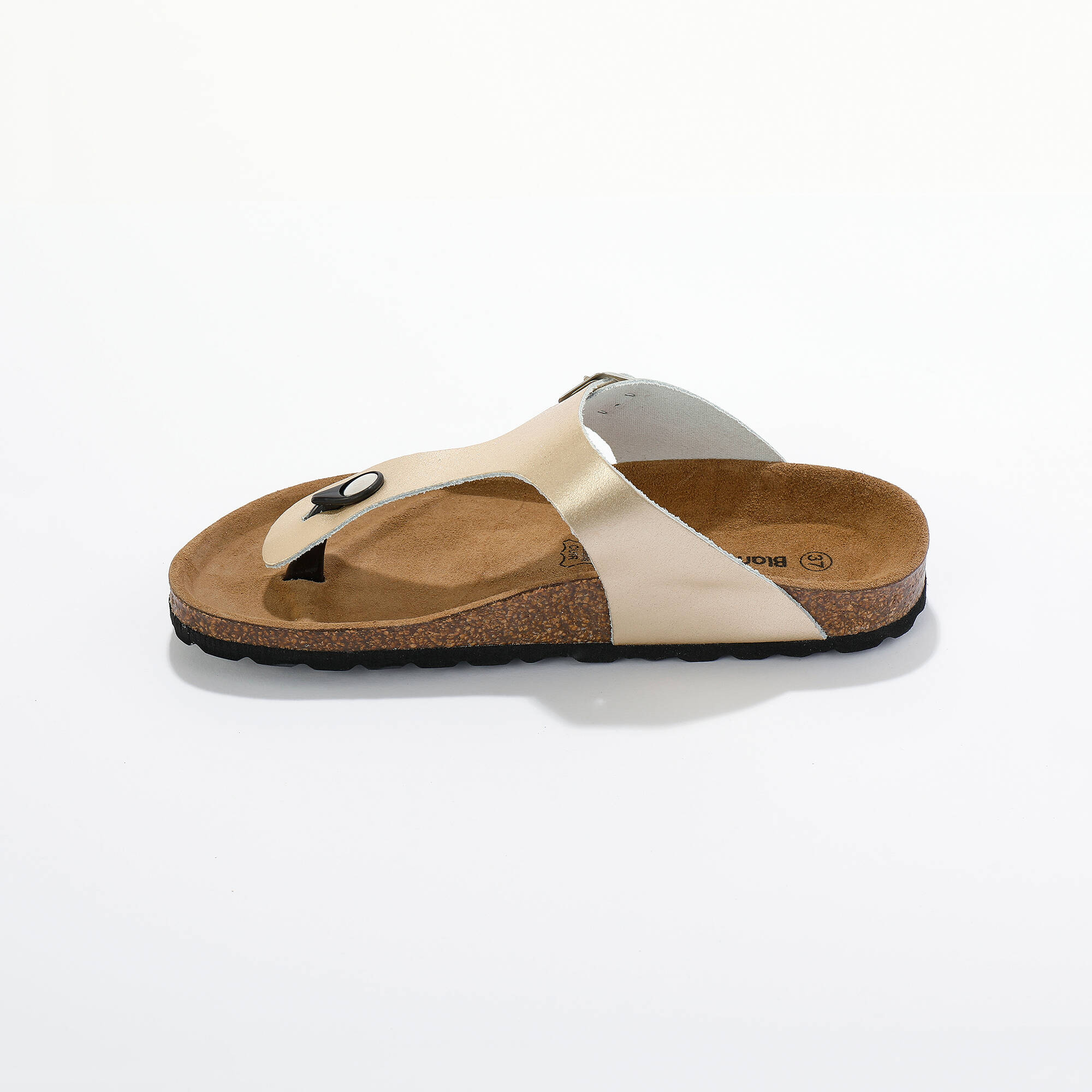 Sandales entredoigts cuir, boucle réglable