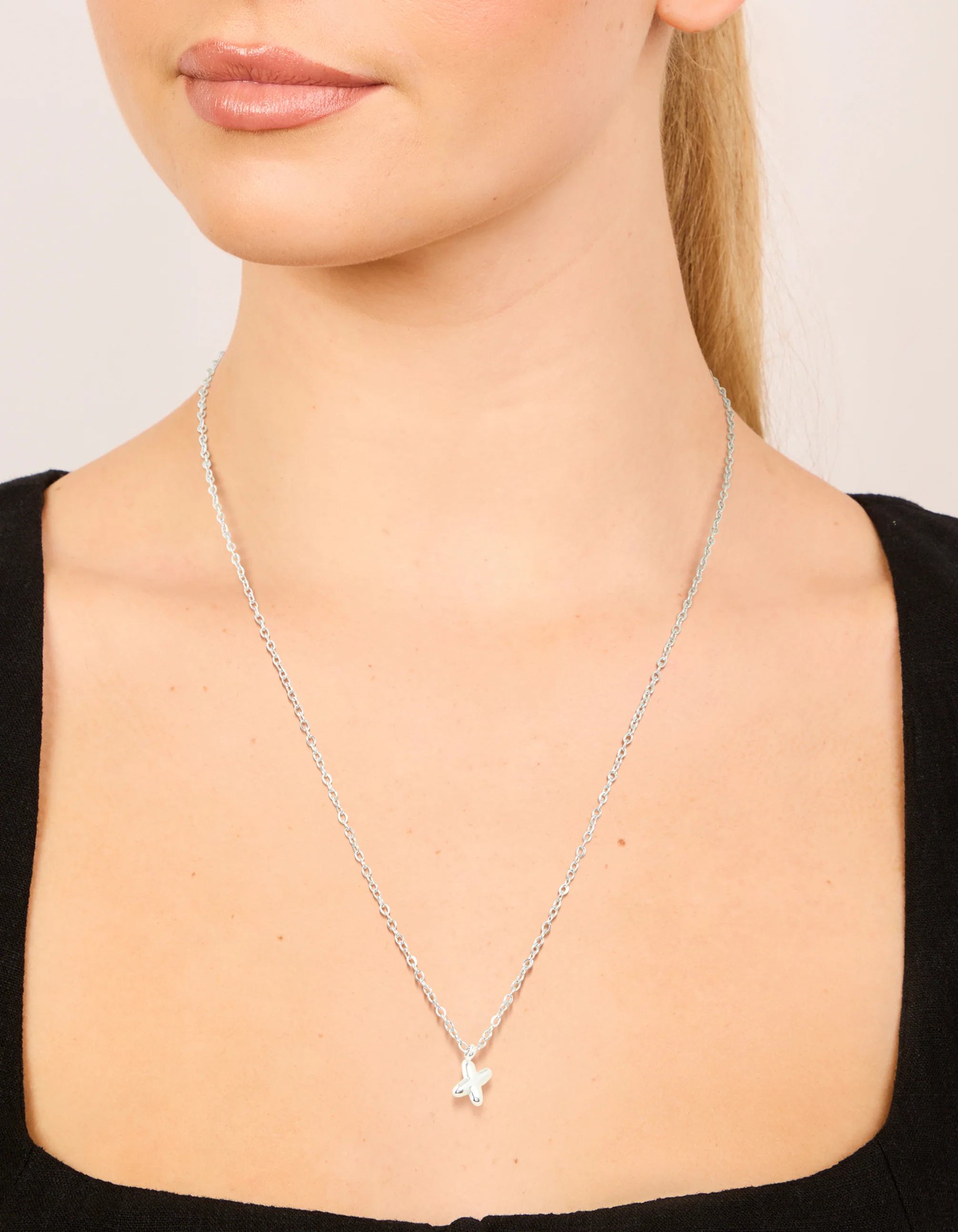 Waterproof Stainless Steel Mini Bubble Letter X Necklace