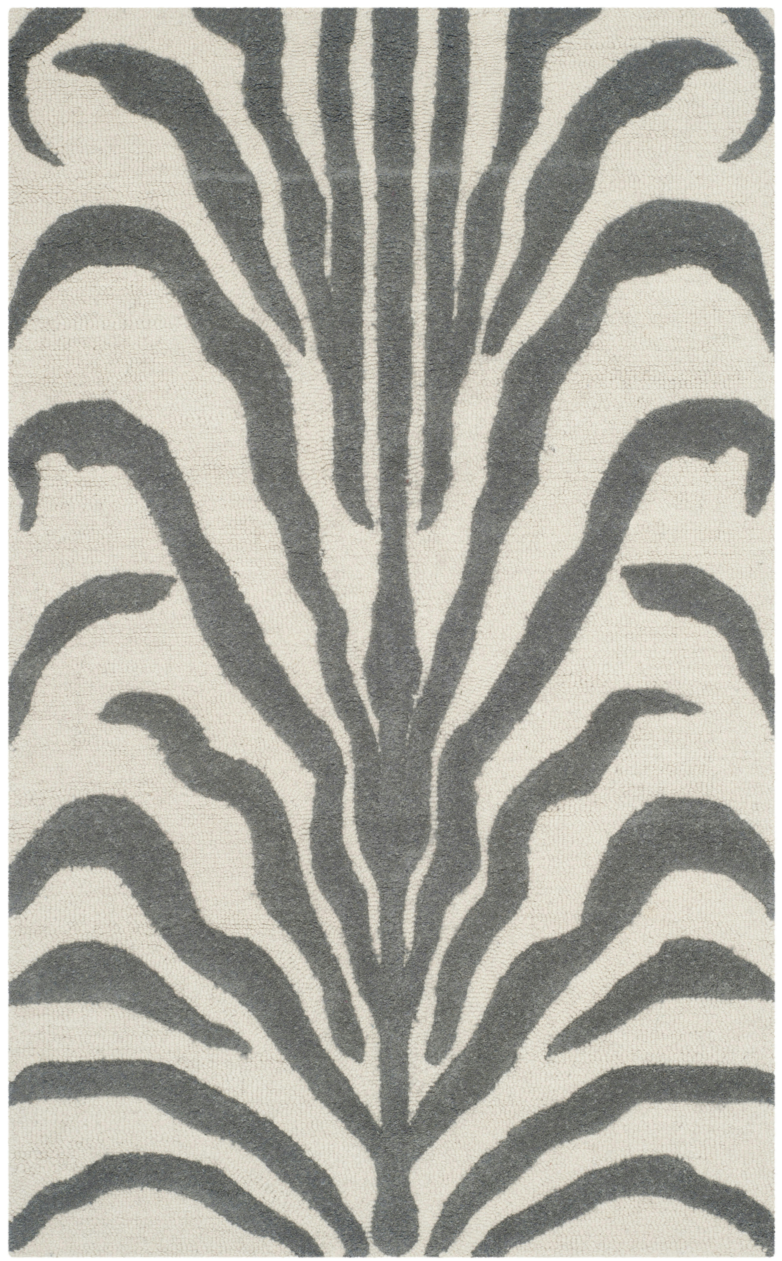CAMBRIDGE - Tapis de salon interieur en ivoire & gris fonce, 91 x 152 cm