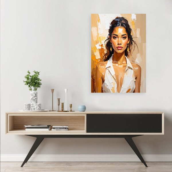 Feeby Obraz do salonu sypialni, Portret Kobiety Glamour w beżu 40x60