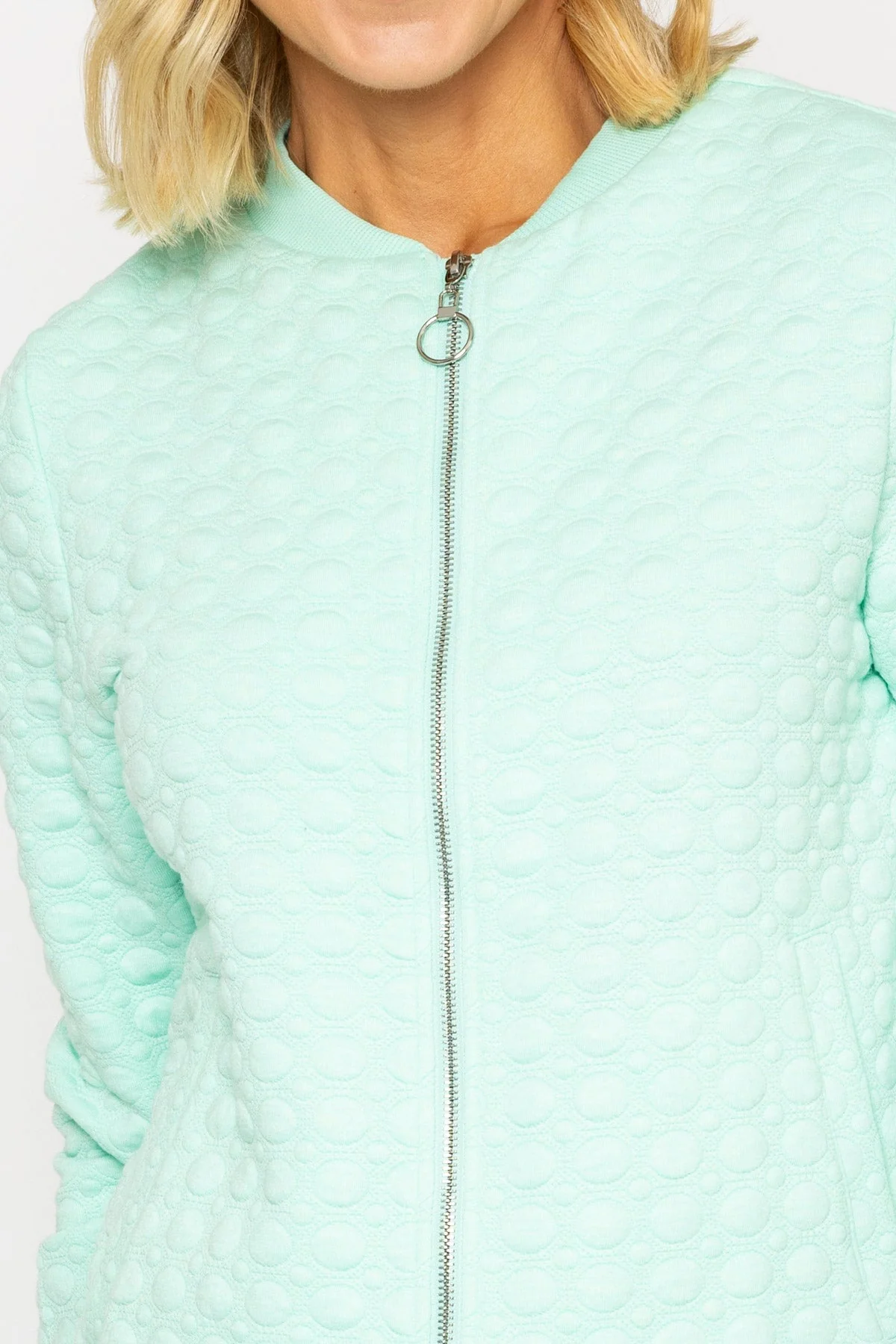 Mint Textured Jersey Bomber Jacket