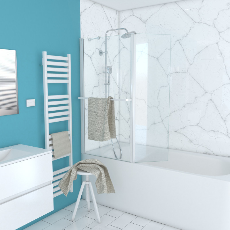 Paroi de bain Ibiza blanc 130 x 104 cm AURLANE