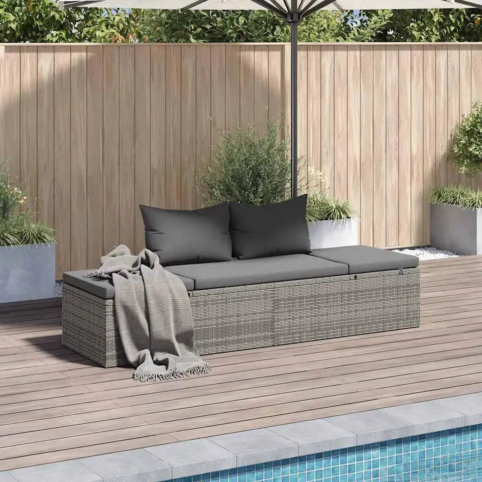 vidaXL - Loungebed - Grijs - Poly rattan