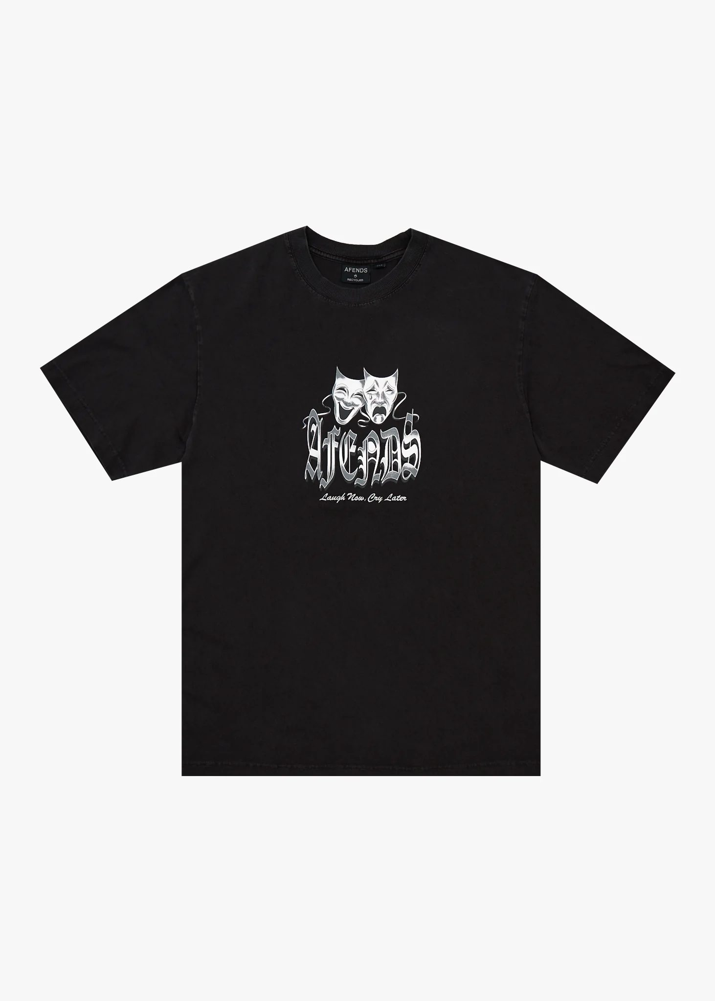 AFENDS Mens Cry Later - Retro Tee - Stone Black