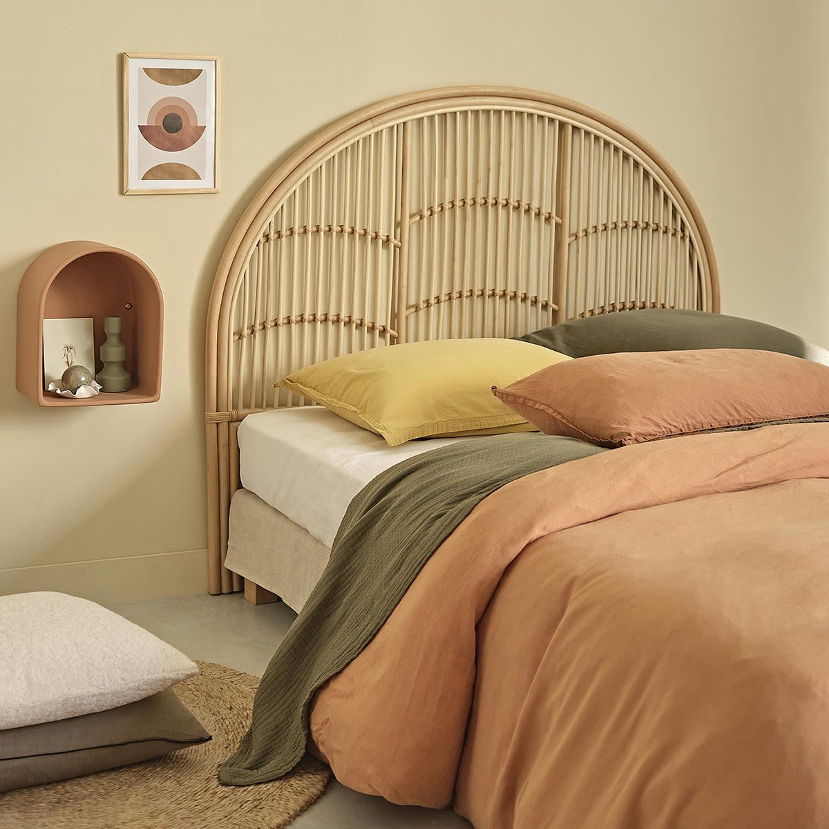 BOHO - Tête de lit en rotin 140 cm