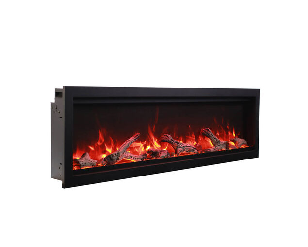 Amantii Smart 100" Clean face Electric Built-in with log and glass, black steel surround