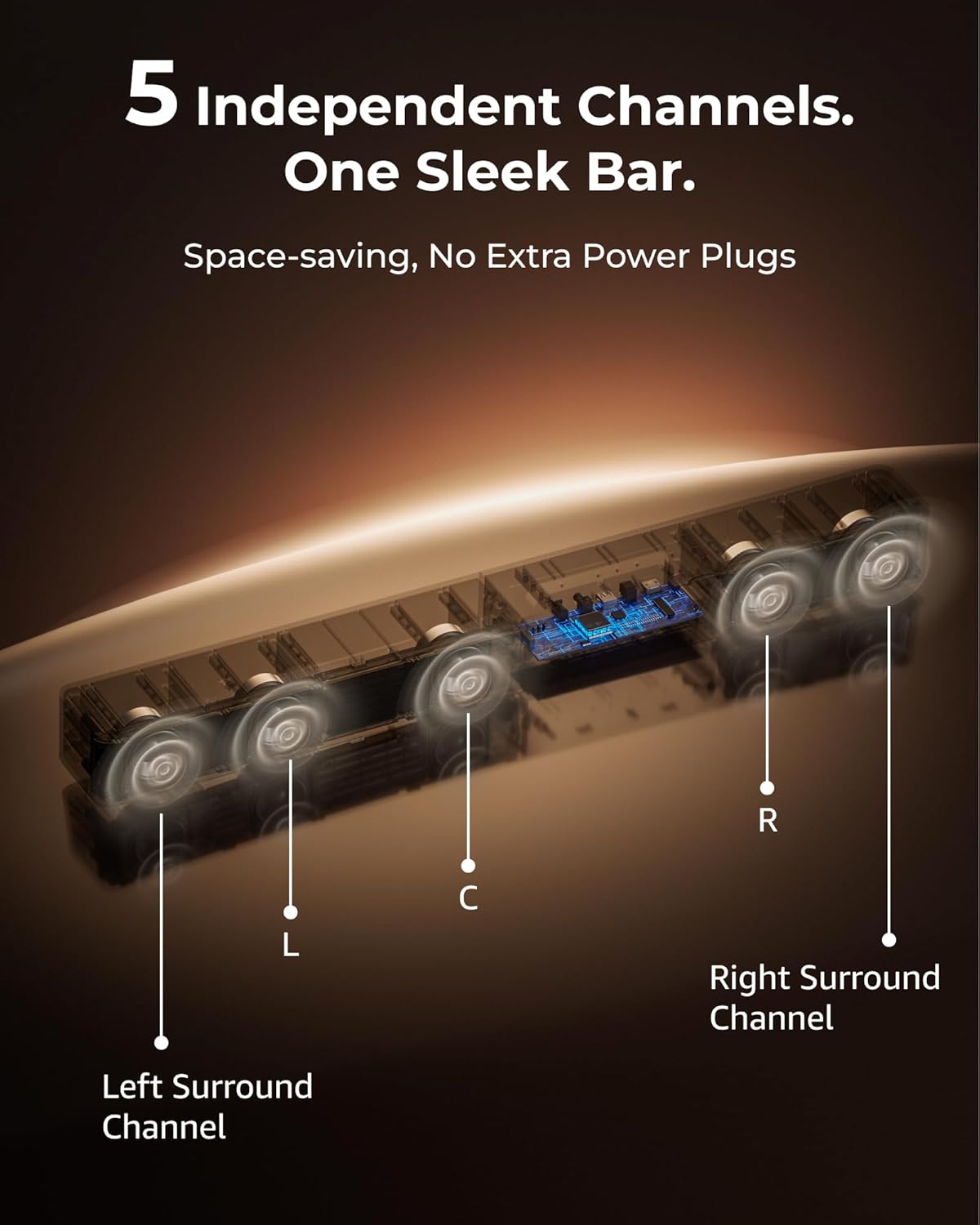 ULTIMEA 5.1CH Surround Sound Bar with Subwoofer, Dolby Atmos, VoiceMX, BassMX, APP, 300W Soundbar for Smart TV, Home Theater Surround Sound System for TV, Bluetooth 5.4, Poseidon M60 (2026 Model)
