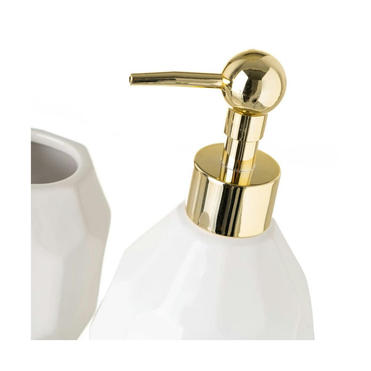 - Set salle de bain céramique blanc et or 4 pièces