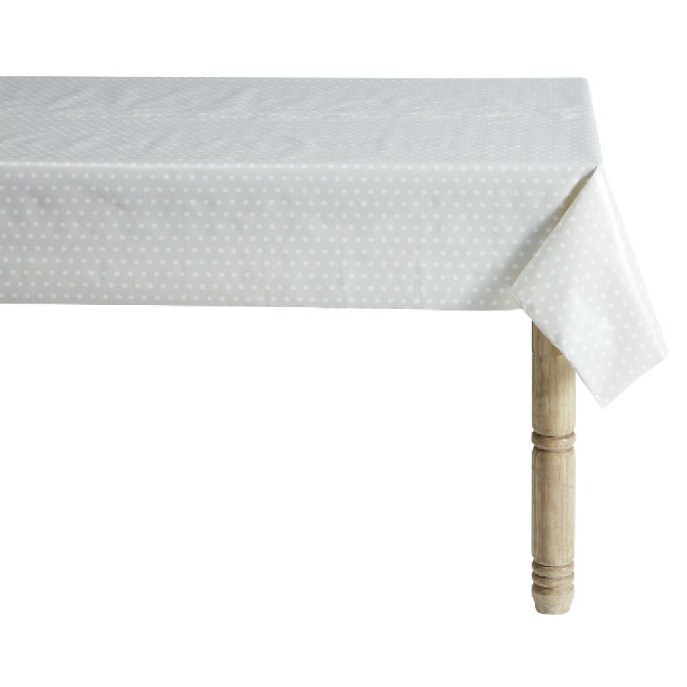 Toile cirée blanche à pois L. 140 cm