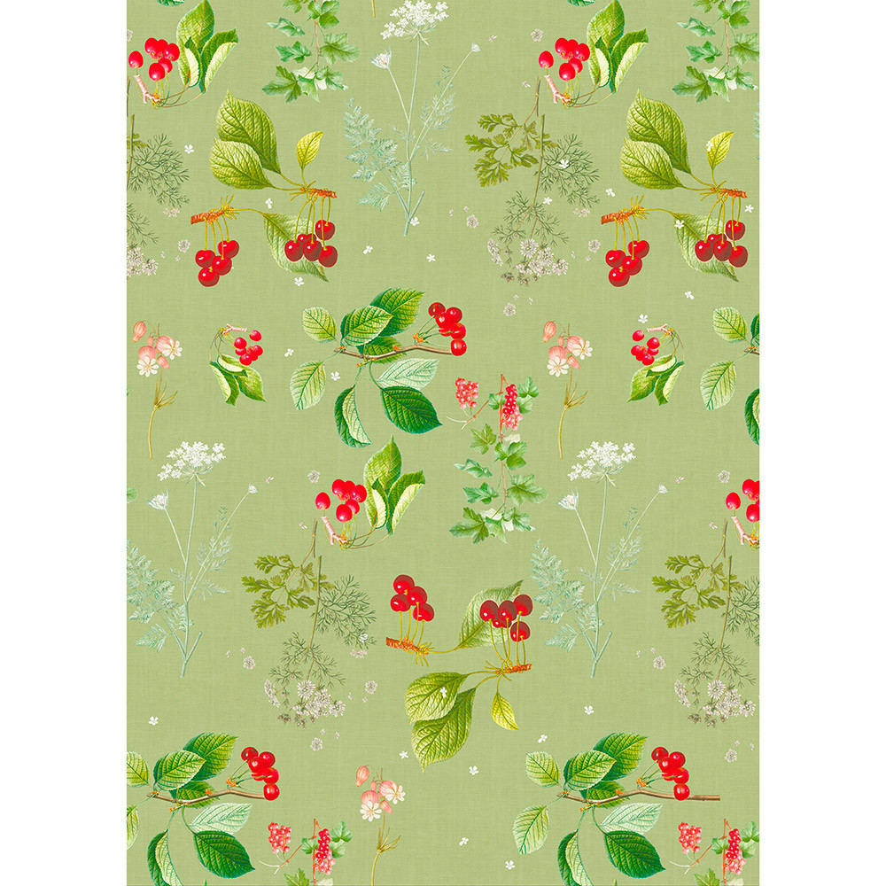 LE TEMPS DES CERISES VERT - Torchon  pur coton vert 50x70