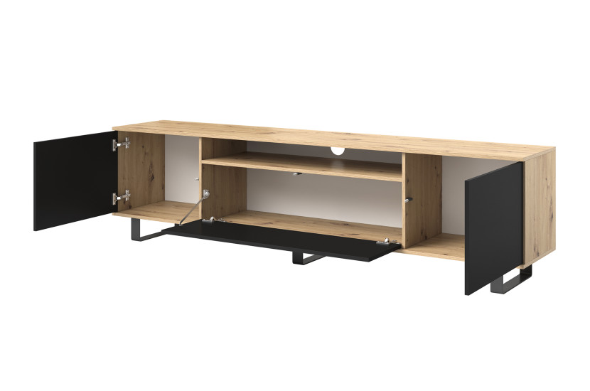 Szafka RTV Masimo 200cm artisan czarny metalowe nóżki
