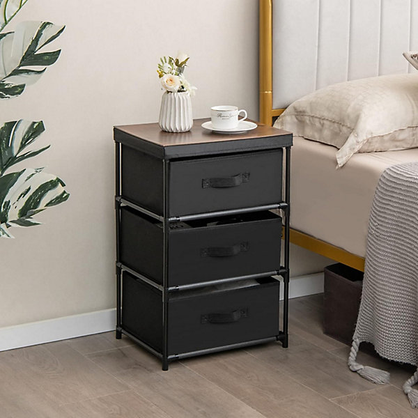 Commode de Rangement 3 Tiroirs Meuble de Rangement avec Tiroirs en Tissu Cadre Métallique Robuste avec Tiroirs Amovibles