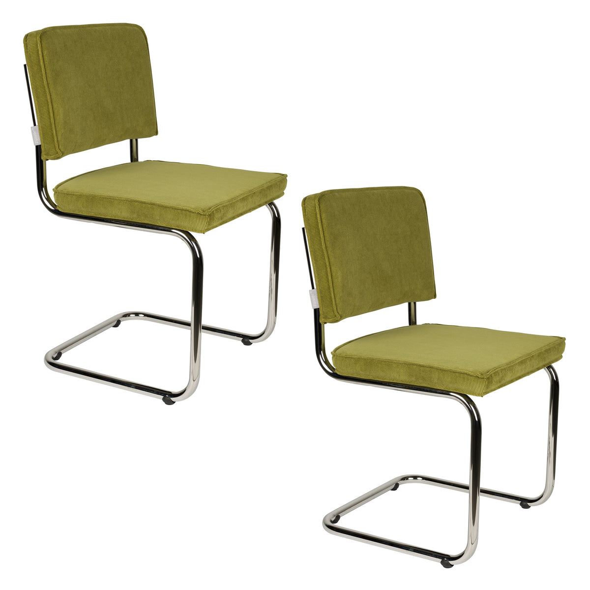 Zuiver Ridge Rib Eetkamerstoelen Groen - Set van 2
