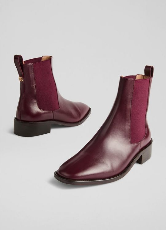 Hattie Leather Burgundy Ankle Boots