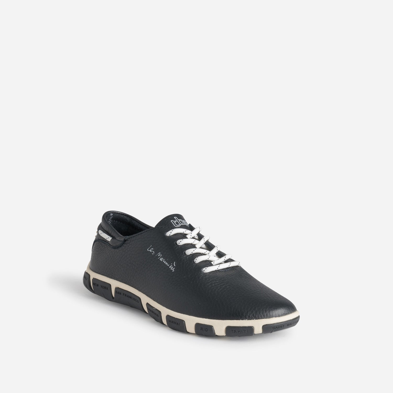Tennis TBS bleu marine en cuir à semelle bicolore