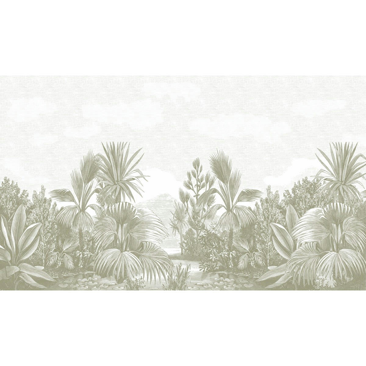 MADRAGUE - Papier peint panoramique motif imprimé Vert tilleul 480x280cm