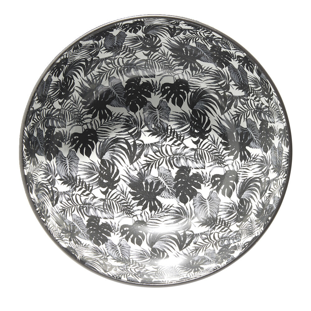 Saladier bas en porcelaine décor intérieur feuille jungle Ø22,5xH8,8cm