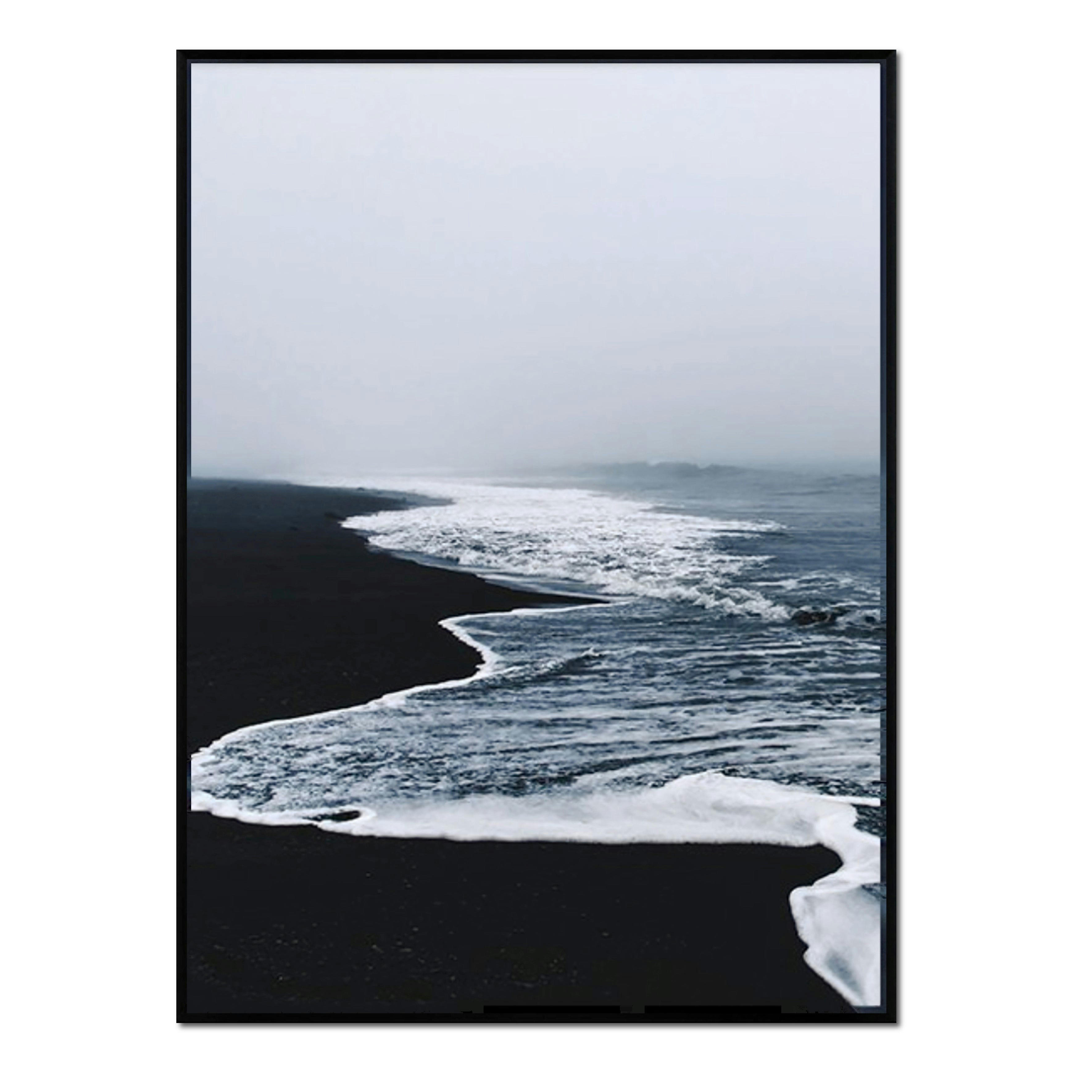 PLAYA - Affiche avec cadre noir - Vagues - 50x70