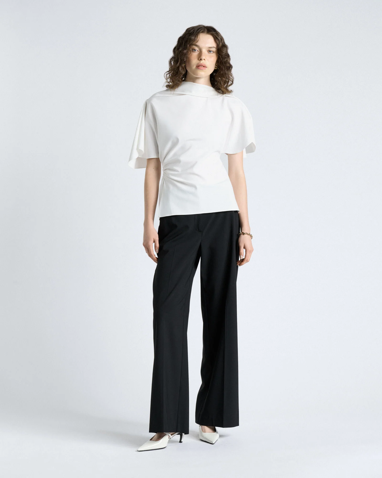 Crepe Draped Neck Top