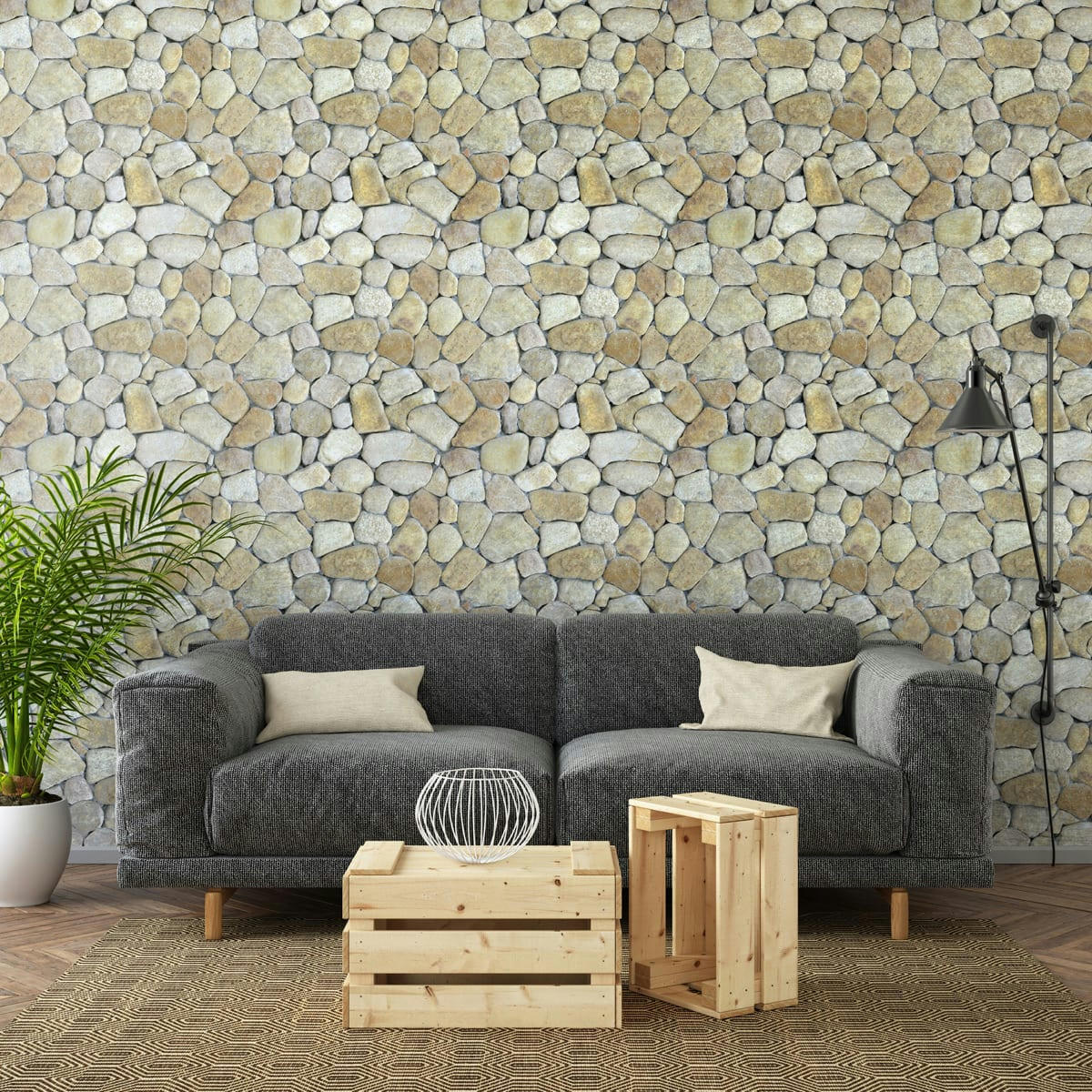 - Sticker effet papier peint galets naturels 40x40cm