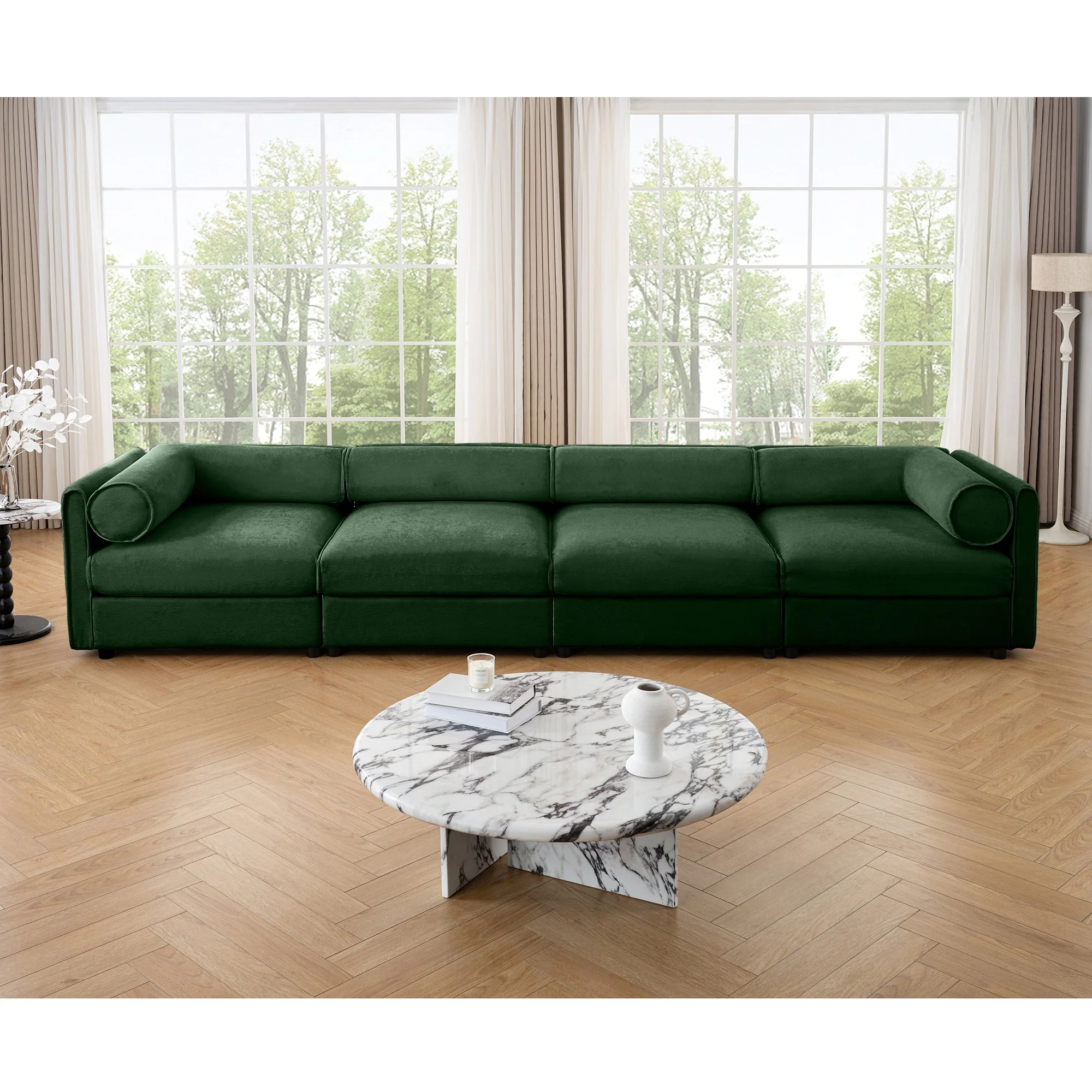 GDFStudio - Oberon Chenille 4-Seater Sofa With Storage Seat