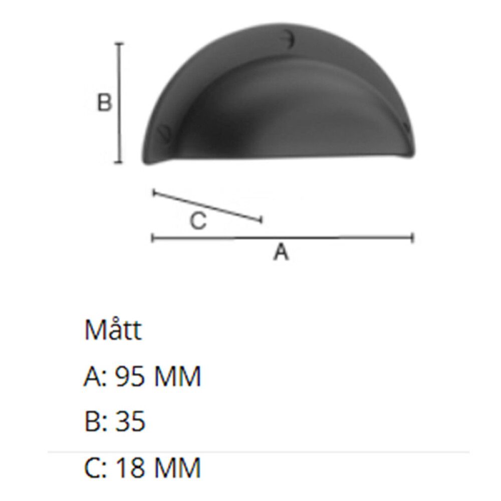 SKÅLHÅNDTAK BESLAGSBODEN 64MM SVART
