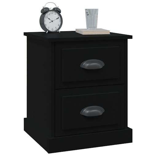 NNEVL Bedside Cabinets 2 pcs Black 39x39x47.5 cm Engineered Wood