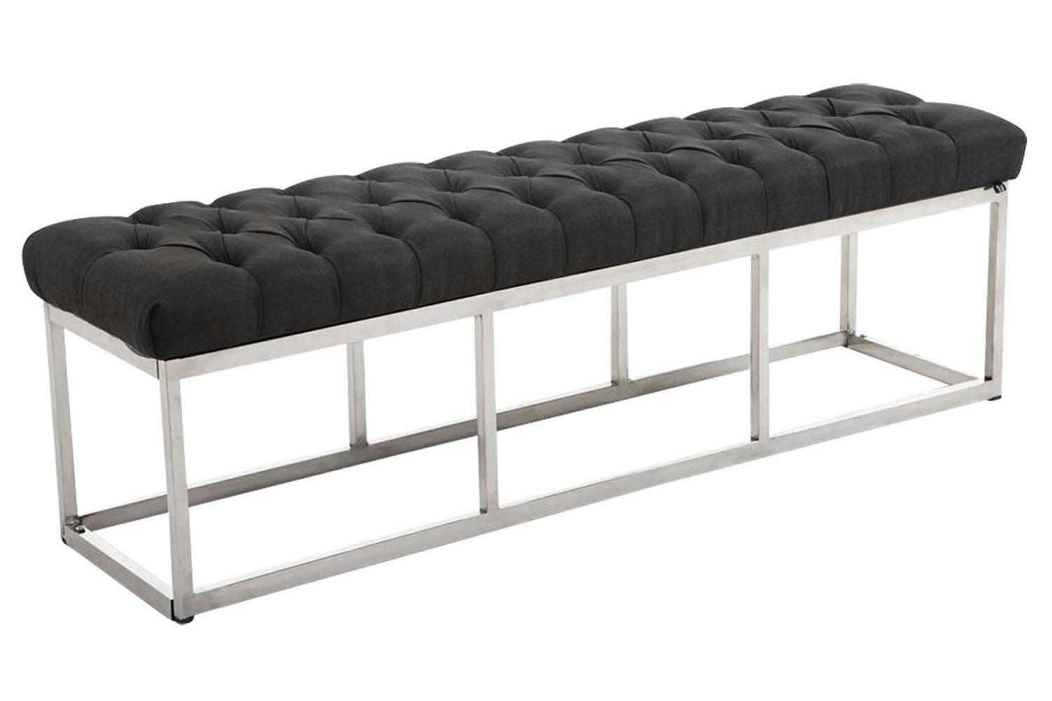 AMUN - Banquette avec pieds en métal assise en tissu Gris foncé