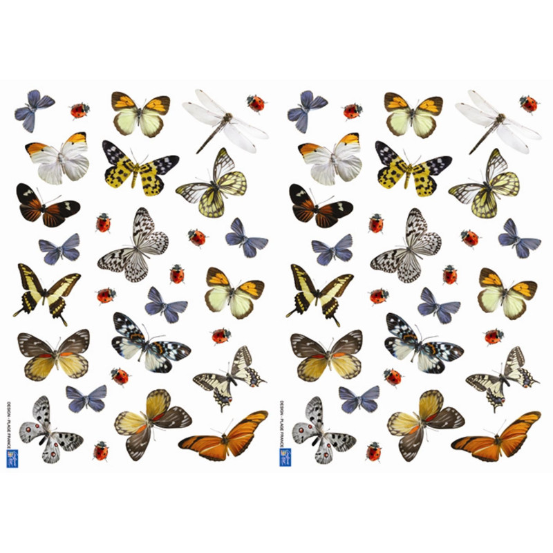 Planche de stickers A4 Papillons 2 pièces