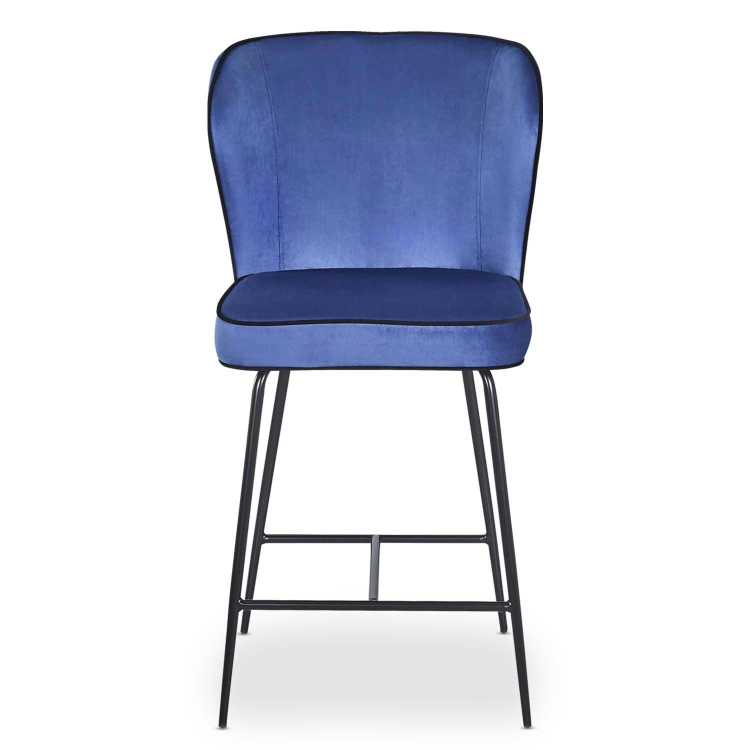 ELSA - Chaise de bar velours bleu