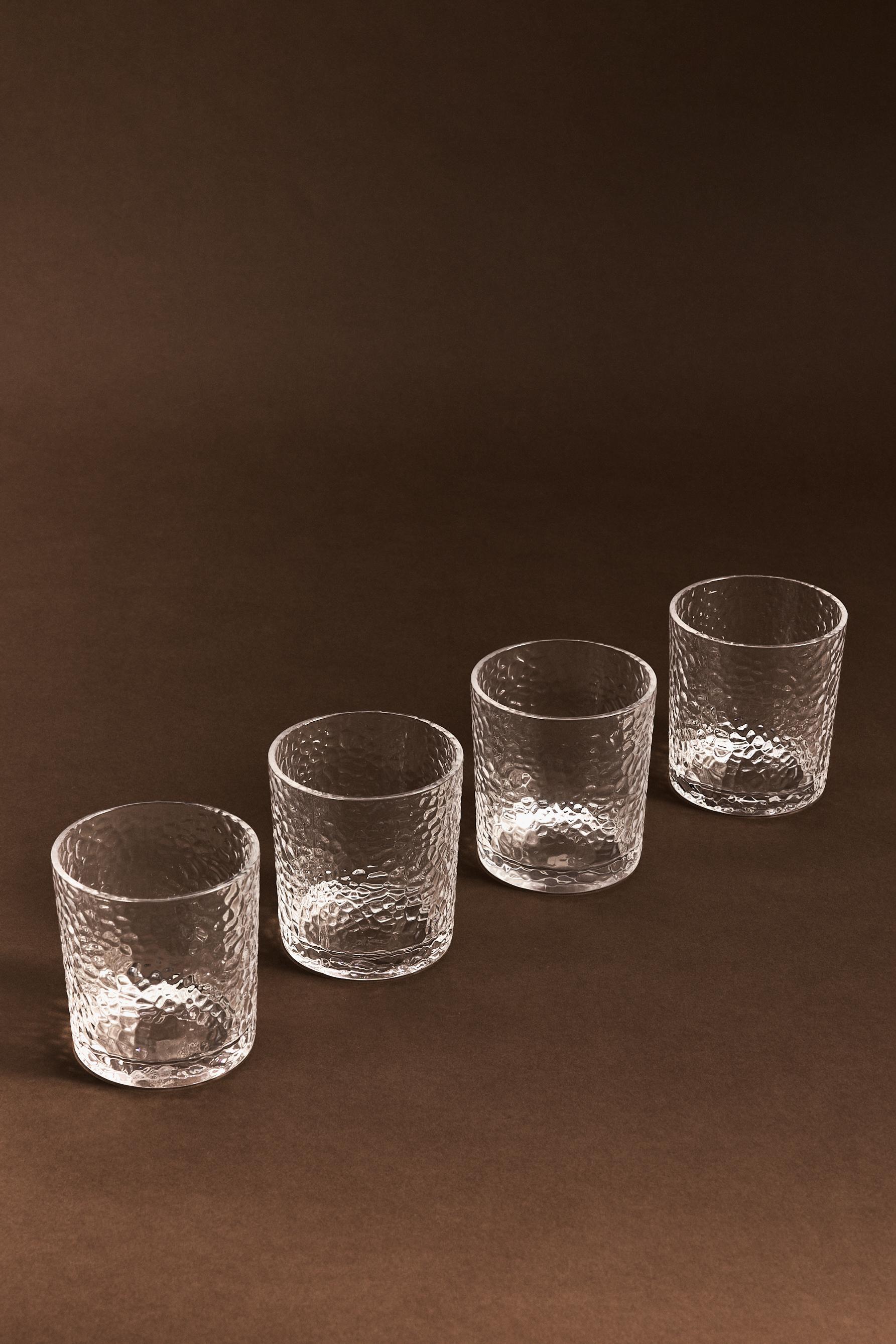 Pack 4 vasos grabados roca 350 ml