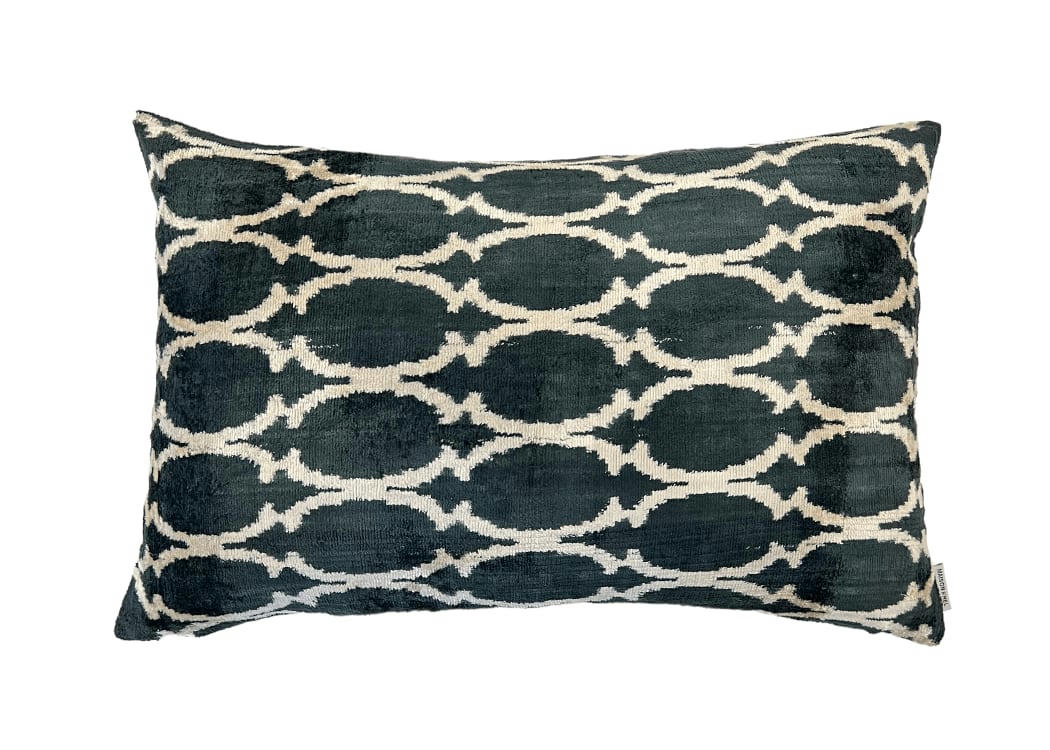 - Housse de coussin velours soie ikat   40x60 noir