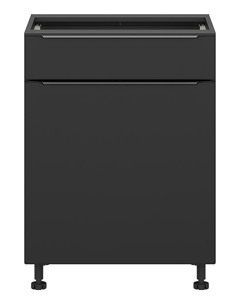 Szafka kuchenna dolna Sole L6 60 cm lewa z szufladą czarny mat