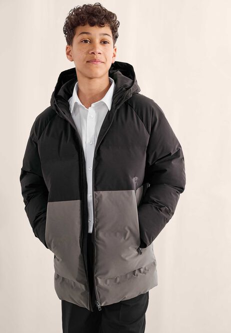 Older Boys Black Colour Block Padded Jacket