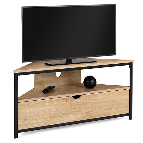 Meuble TV 100 cm d'angle DETROIT avec placard design industriel